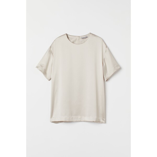 H&M Satynowa bluzka oversize - 0998943020 Kremowy