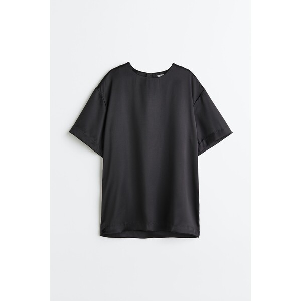 H&M Satynowa bluzka oversize - 0998943020 Black
