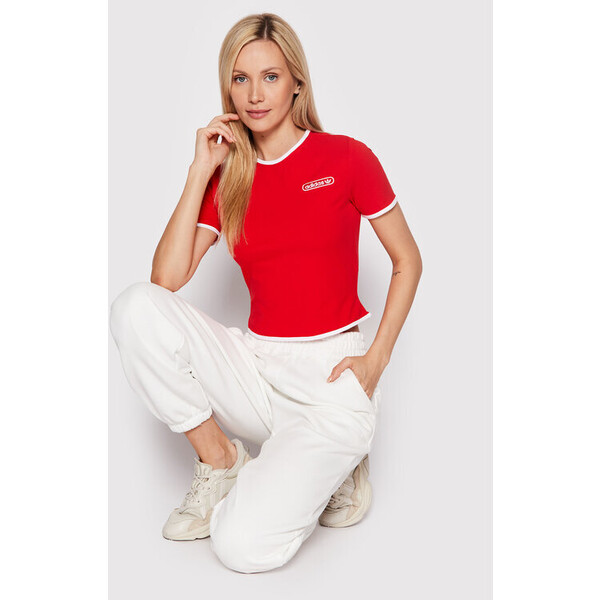 adidas T-Shirt Binding Details HL6570 Czerwony Slim Fit