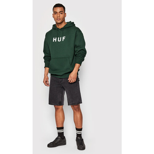 HUF Bluza Essentials Og Logo PF00490 Zielony Regular Fit