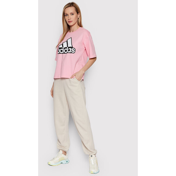 adidas T-Shirt Essentials Logo HC9184 Różowy Loose Fit