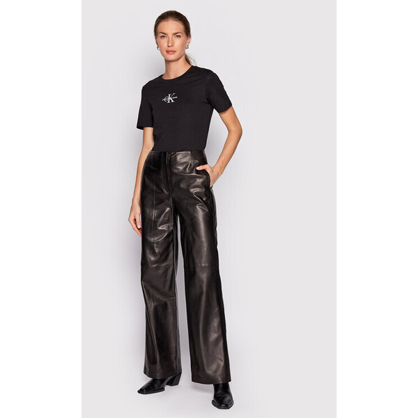 Calvin Klein Spodnie skórzane K20K204169 Czarny Regular Fit