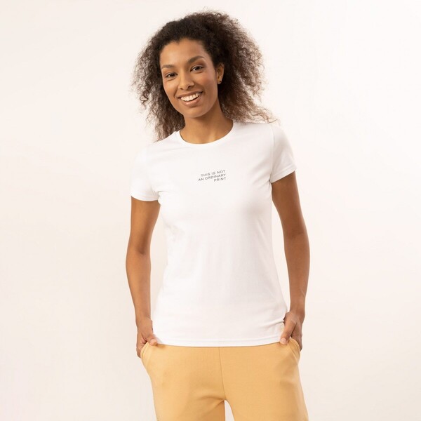Outhorn Damski t-shirt z nadrukiem OUTHORN OTHAW22TTSHF051 - biały