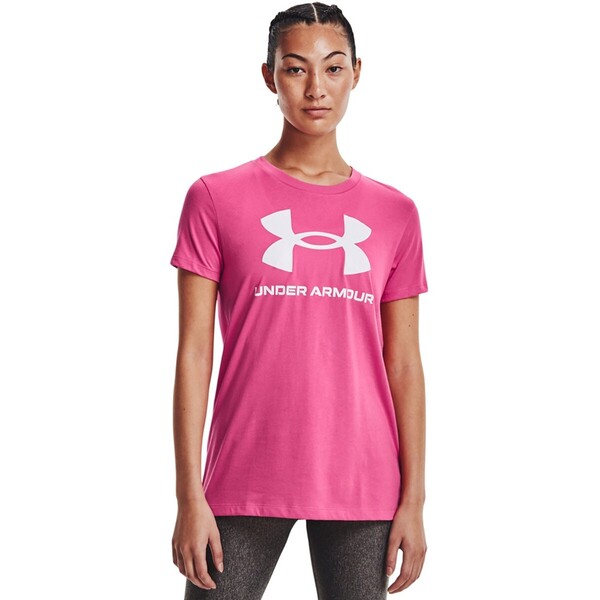 Damski t-shirt z nadrukiem UNDER ARMOUR Live Sportstyle Graphic SSC - różowy