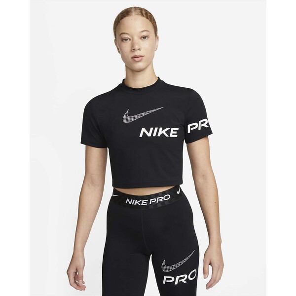 Damska koszulka treningowa o skróconym kroju z krótkim rękawem i grafiką Nike Pro Dri-FIT