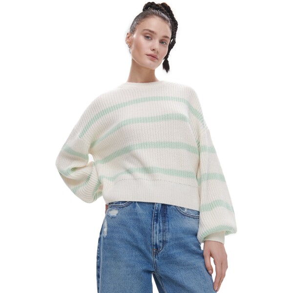 Cropp Sweter w zielone paski 2077S-07X