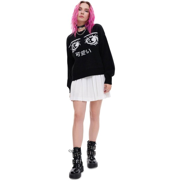 Cropp Czarny sweter z motywem mangi 2119S-99X