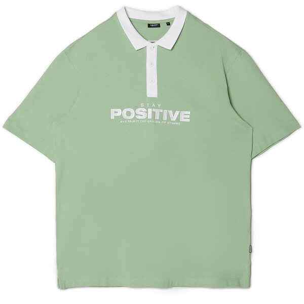 Cropp Zielona koszulka polo z nadrukiem 3257R-07X