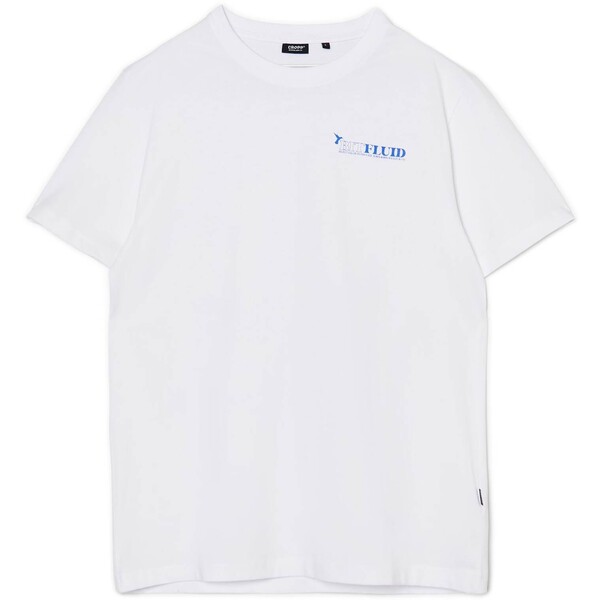 Cropp Biała koszulka z niebieskim nadrukiem tekstowym 3641R-00X