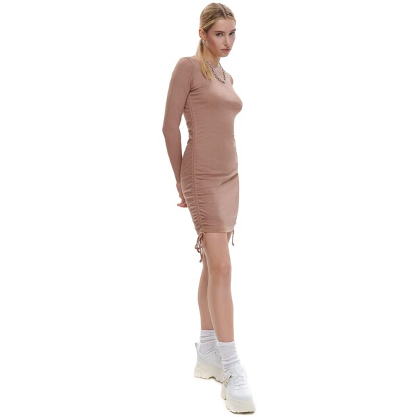 Cropp Beżowa sukienka z wiązaniami 1315S-08X