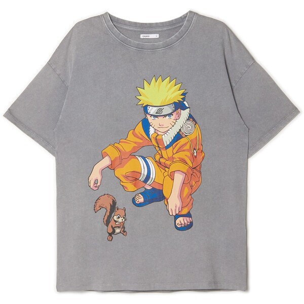 Cropp Szary t-shirt oversize Naruto 2337S-09M