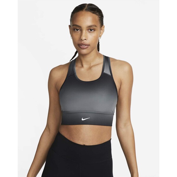 Damski stanik sportowy z wyściełanymi miseczkami o wydłużonym kroju zapewniający średnie wsparcie Nike Swoosh Run