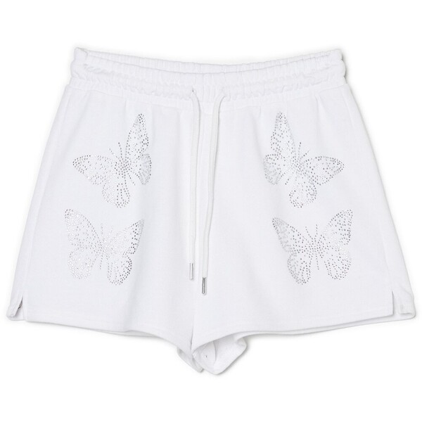 Cropp Białe szorty dresowe z ozdobnymi motylami 5702S-00X