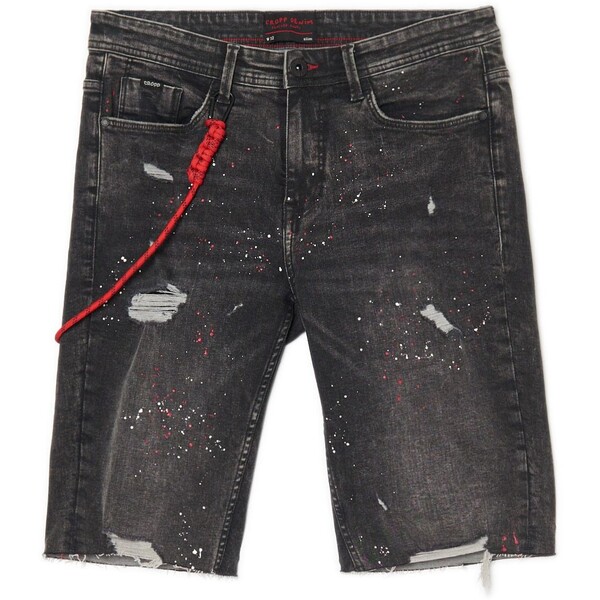 Cropp Ciemnoszare szorty jeansowe z przetarciami 3028R-90J