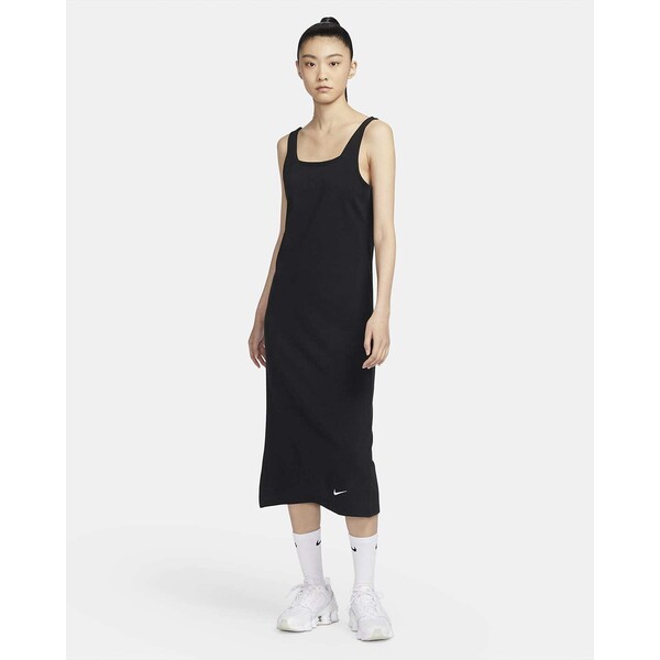 Damska sukienka midi z dżerseju na cienkich ramiączkach Nike Sportswear