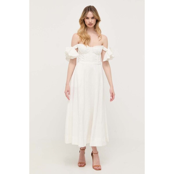 Bardot sukienka lniana 58551DB.ORCHID.WHITE