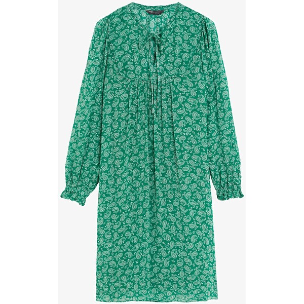 Marks & Spencer PRINTED TIE NECK KNEE LENGTH SMOCK Sukienka letnia green mix QM421C0G3-M11