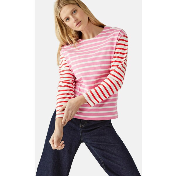 Marks & Spencer STRIPED CREW NECK Bluzka z długim rękawem pink mix QM421D093-J11