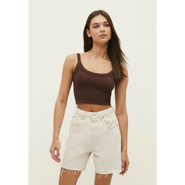 Stradivarius CROP WITH WIDE STRAPS Top brown STH21D1J1-O11