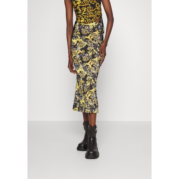 Versace Jeans Couture ORGANZINO LOGO COUTURE Spódnica ołówkowa black/gold VEI21B01N-Q11