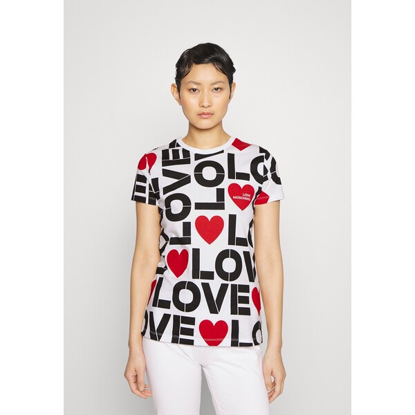 Love Moschino T-shirt z nadrukiem white LO921D09O-A11