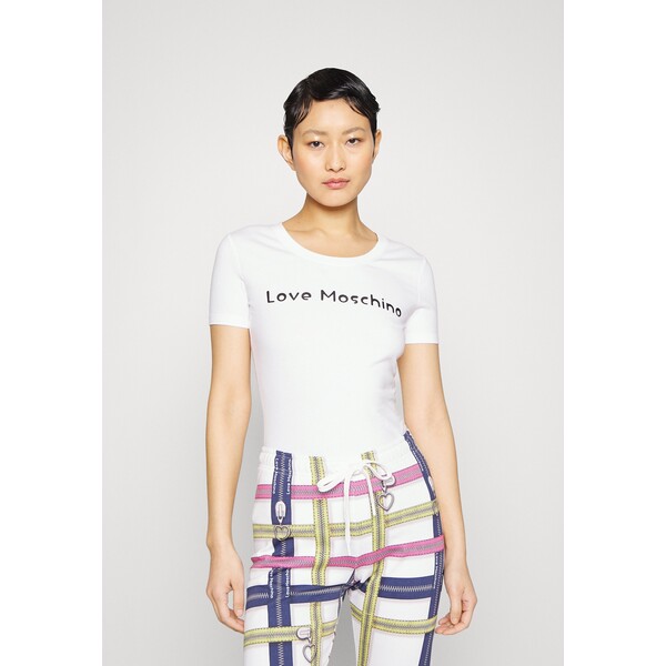 Love Moschino T-shirt z nadrukiem white LO921D09V-A11