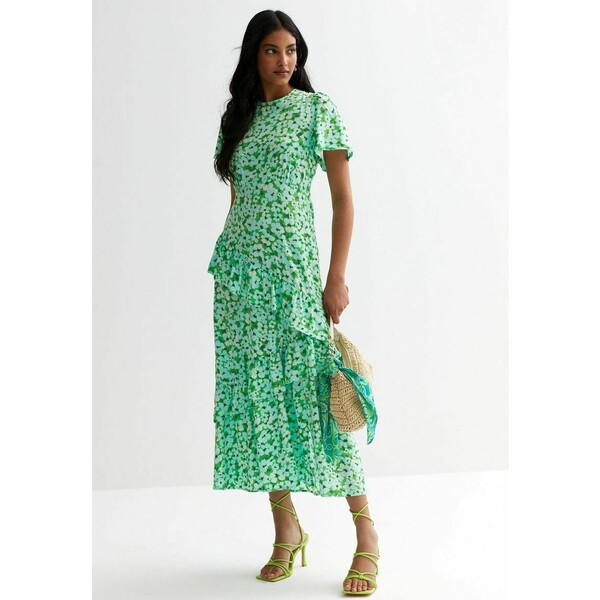 New Look FLORAL RUFFLE Długa sukienka green pattern NL021C1RG-M11