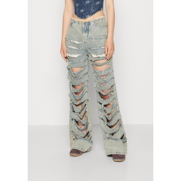 Jaded London EXTREME SLASHED LOW RISE Jeansy Bootcut blue JL021N02H-K11