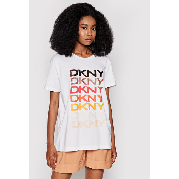 DKNY T-Shirt P0EF7CNA Biały Regular Fit