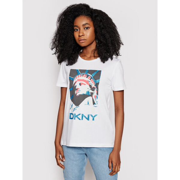 DKNY T-Shirt P0DBFCNA Biały Regular Fit