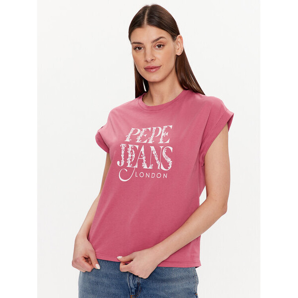 Pepe Jeans T-Shirt Linda PL505385 Różowy Boxy Fit