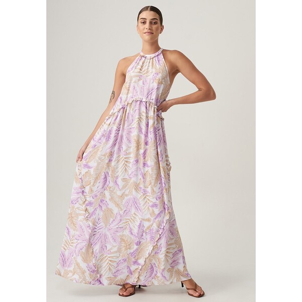 THE FATED FLORIAN Długa sukienka lilac palms T6Z21C06S-I11