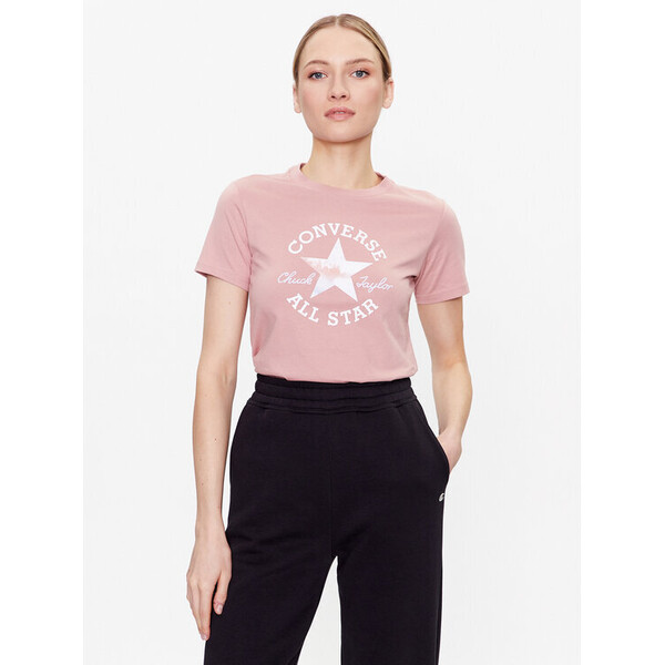 Converse T-Shirt Floral Chuck Taylor All Star 10025041-A03 Różowy Slim Fit