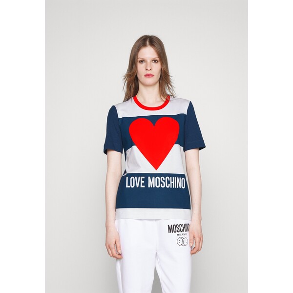 Love Moschino T-shirt z nadrukiem white LO921D09R-A11