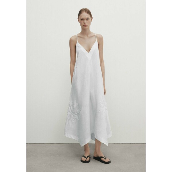 Massimo Dutti STRAPPY WITH EMBROIDERY Sukienka letnia white M3I21C0WI-A11