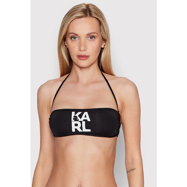 KARL LAGERFELD Góra od bikini Printed Logo KL22WTP02 Czarny