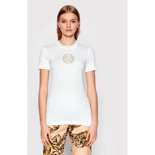 Versace Jeans Couture T-Shirt 72HAHT03 Biały Regular Fit