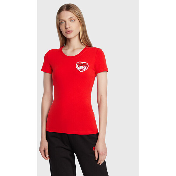 LOVE MOSCHINO T-Shirt W4H1980E 1951 Czerwony Slim Fit