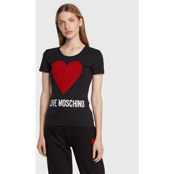 LOVE MOSCHINO T-Shirt W4H1932E 1951 Czarny Slim Fit