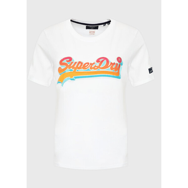 Superdry T-Shirt Vintage Vl Seasonal W1010790A Biały Regular Fit