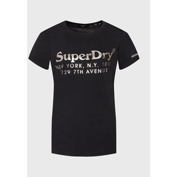 Superdry T-Shirt Vintage Venue Interest W1010844A Czarny Regular Fit