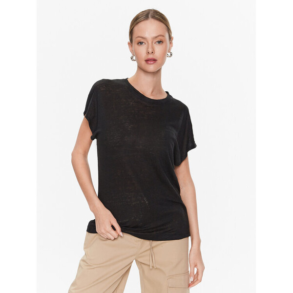 Calvin Klein T-Shirt Linen Jearsey C-Neck Top Ss K20K205304 Czarny Regular Fit