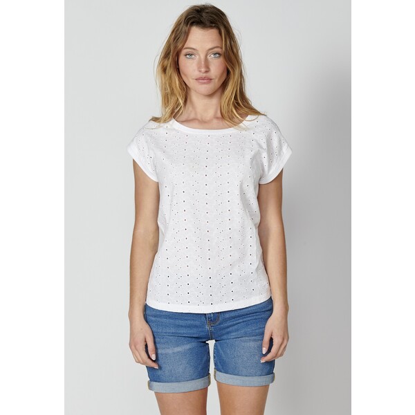 Koroshi SHORT SLEEVE T-shirt z nadrukiem blanco white KOL21D07C-A11