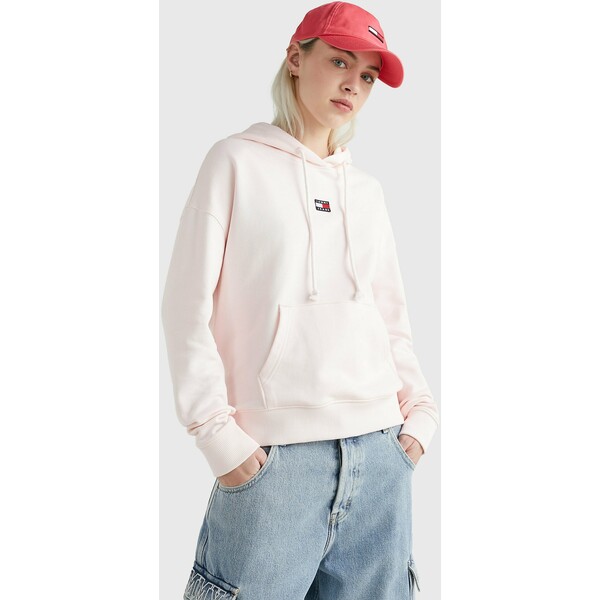 Tommy Jeans BADGE BOXY FIT HOODY Bluza z kapturem faint pink TOB21J0DJ-J11