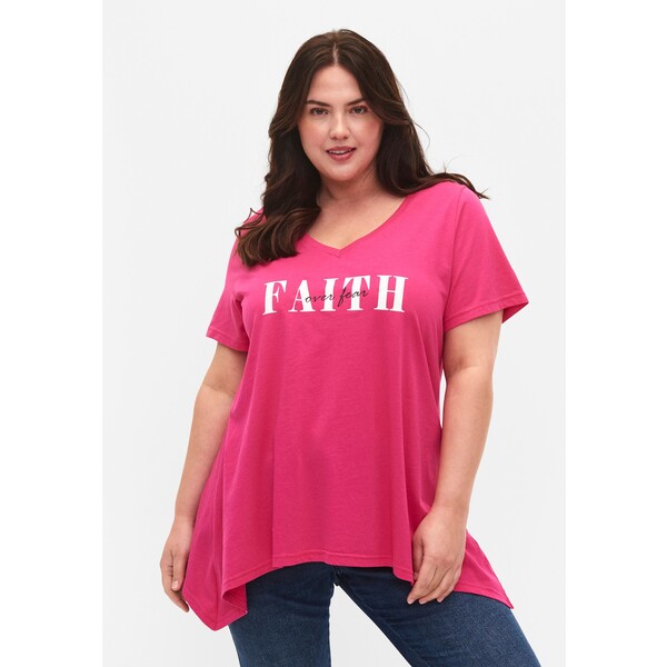 Zizzi AUS MIT KURZEN ÄRMELN T-shirt basic shocking pink faith Z1721D11T-J11