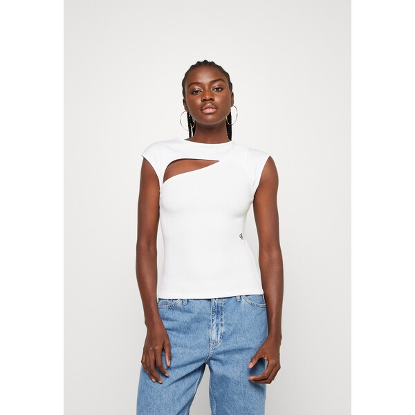 Calvin Klein Jeans ASYM CUT OUT FABRIC MIX Top bright white C1821D0M1-A11