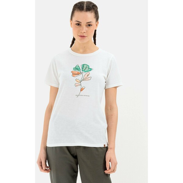 camel active AUS T-shirt z nadrukiem milk white qauarell CA521D01Q-M11