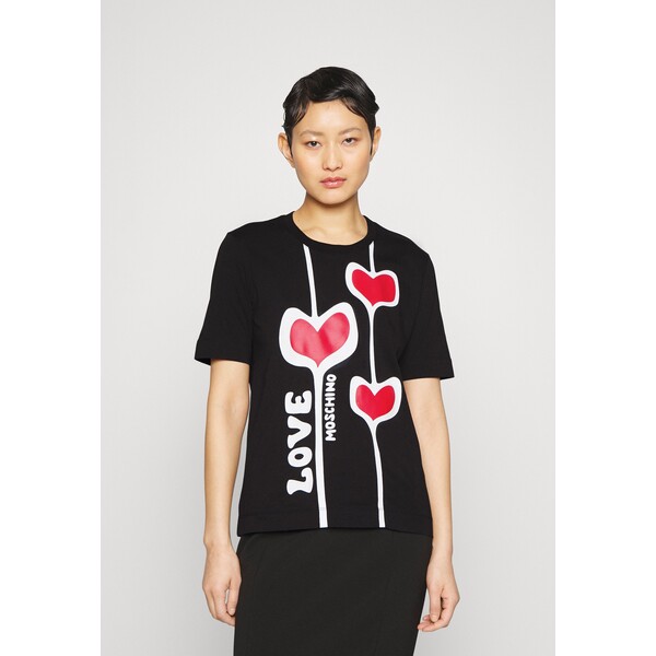Love Moschino T-shirt z nadrukiem black LO921D09Z-Q11