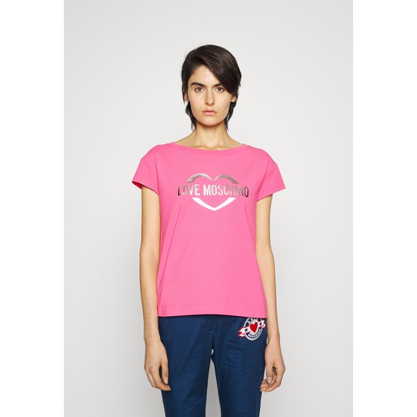 Love Moschino T-shirt z nadrukiem fuchsia LO921D0A4-J11