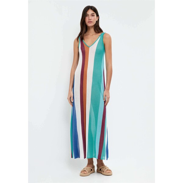 OYSHO VERTICAL STRIPE Długa sukienka turquoise OY121C0BV-L11